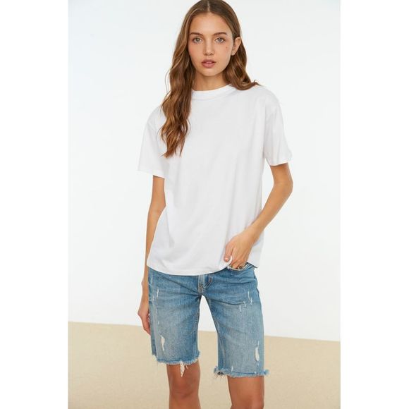 NWT Trendyol Women Regular Standing collar Knit T-Shirt - Picture 6 of 9